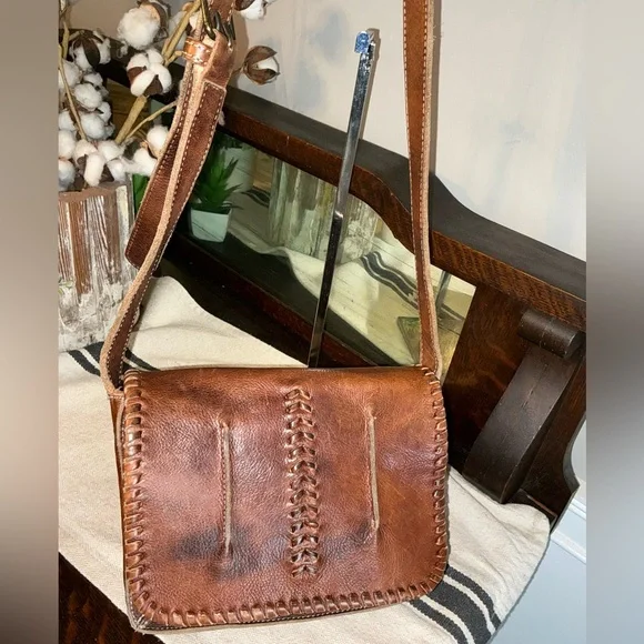 Bed Stu Leather Frankie Crossbody Shoulder Bag Teak Rustic Brown Retail $175
